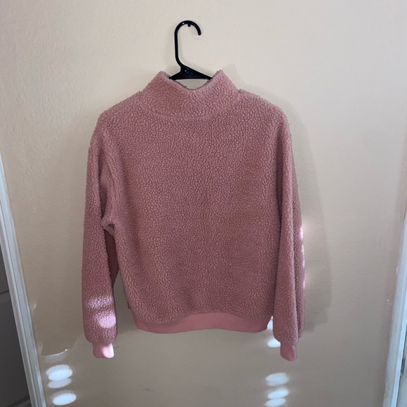 H&M Maybe Baby pink fluffy jacket y2k quarter zip long sleeve collar girly coat - Picture 8 of 11